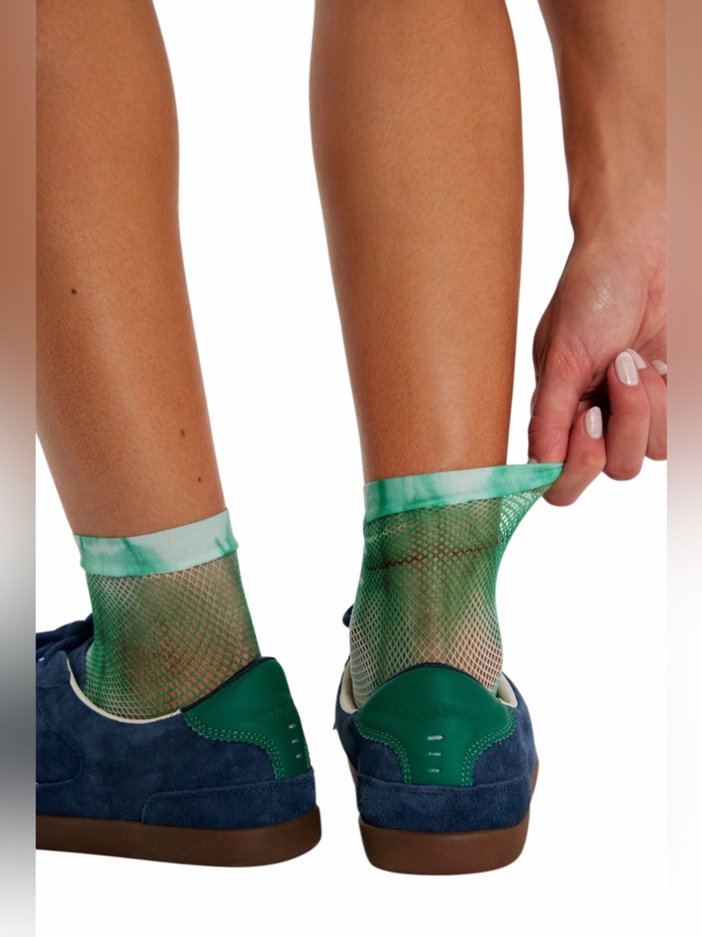 NWT Free People & Maria La Rosa Green Tie Dye Mesh Lace Socks  (One Size)